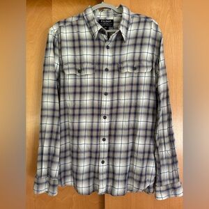 Filson men’s cotton shirt blue khaki plaid size XL